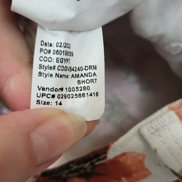 Gloria Vanderbilt Amanda Floral Shorts Womens 14 White Pink Orange Blue - Picture 9 of 13